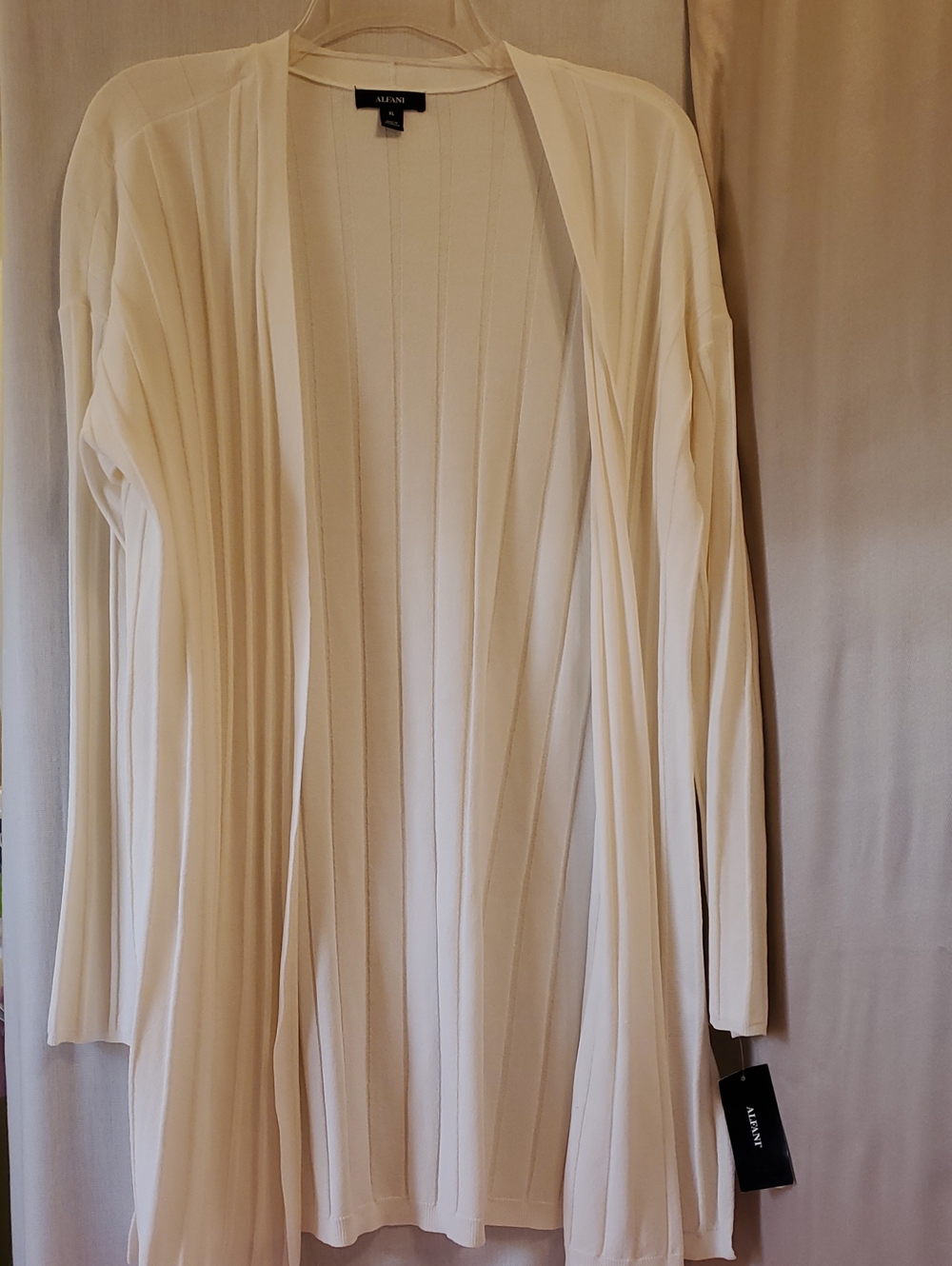 Alfani Cream Long Open-Front Ribbed Cardigan Dress